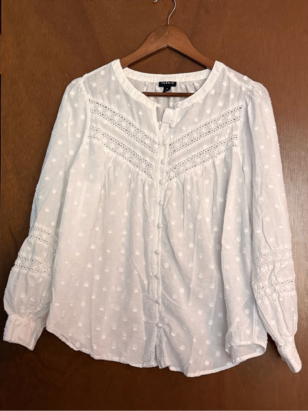 Torrid Clip Floral Lace Trim Blouse